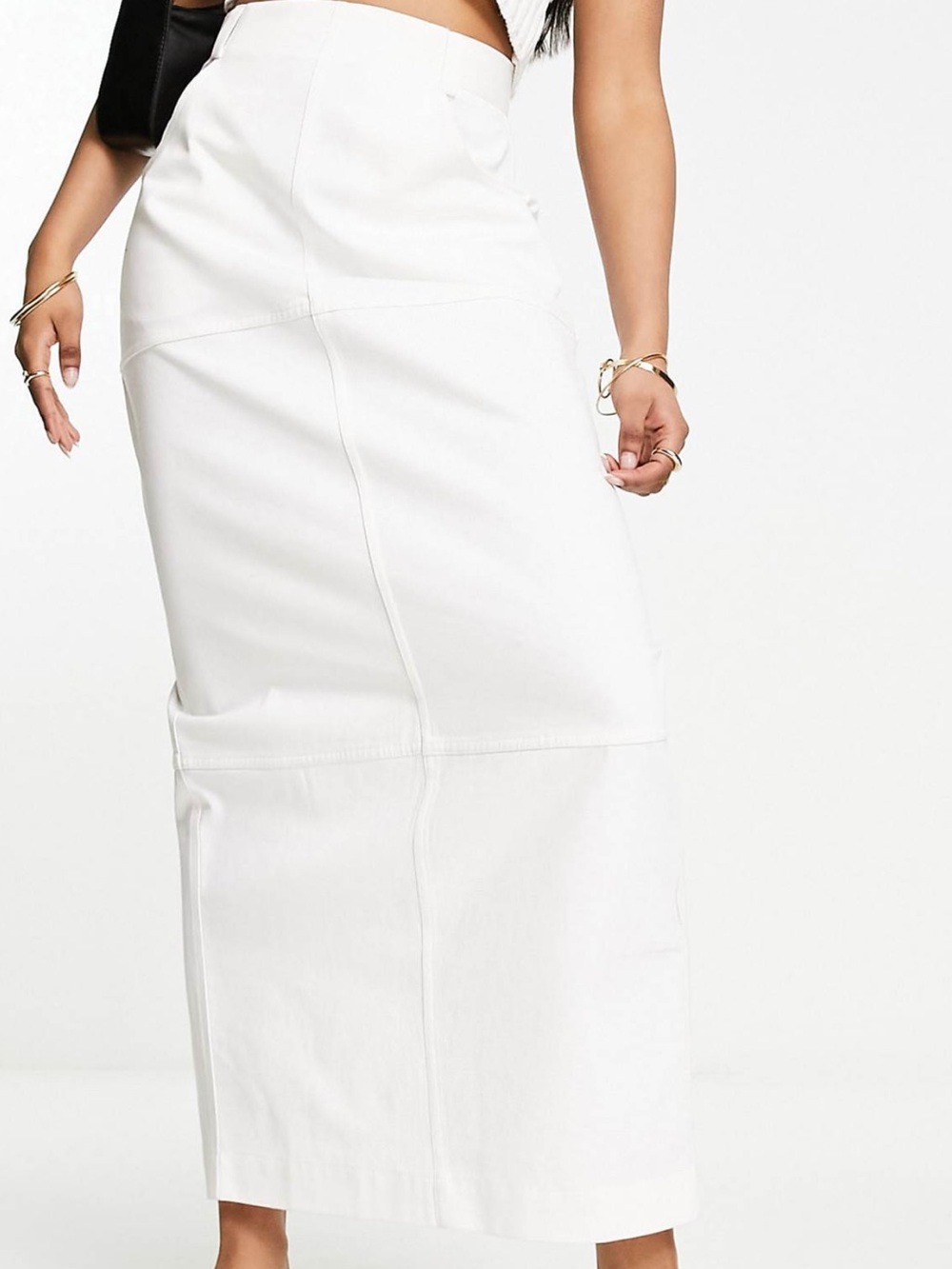 ASOS White High-Rise Midi Skirt